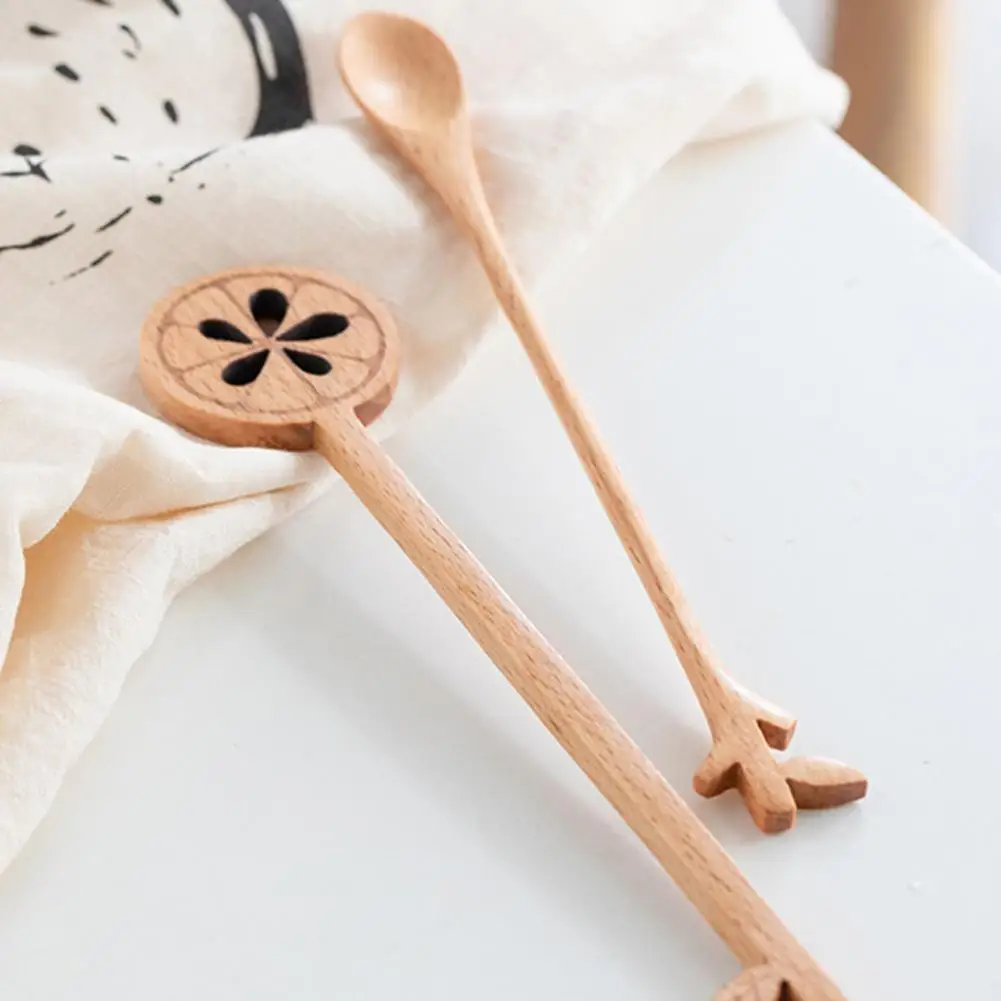 

Mixing Spoon Food Grade Heat Resistant Wood Reusable Coffee Drinks Stirring Spoon for Home