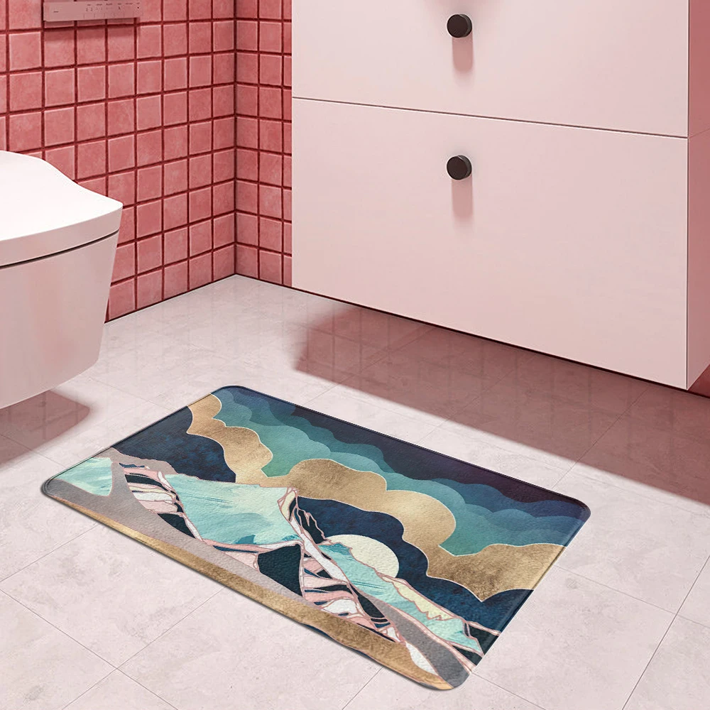 Цветной коврик с Горным принтом Придверный для кухни входной двери ванной