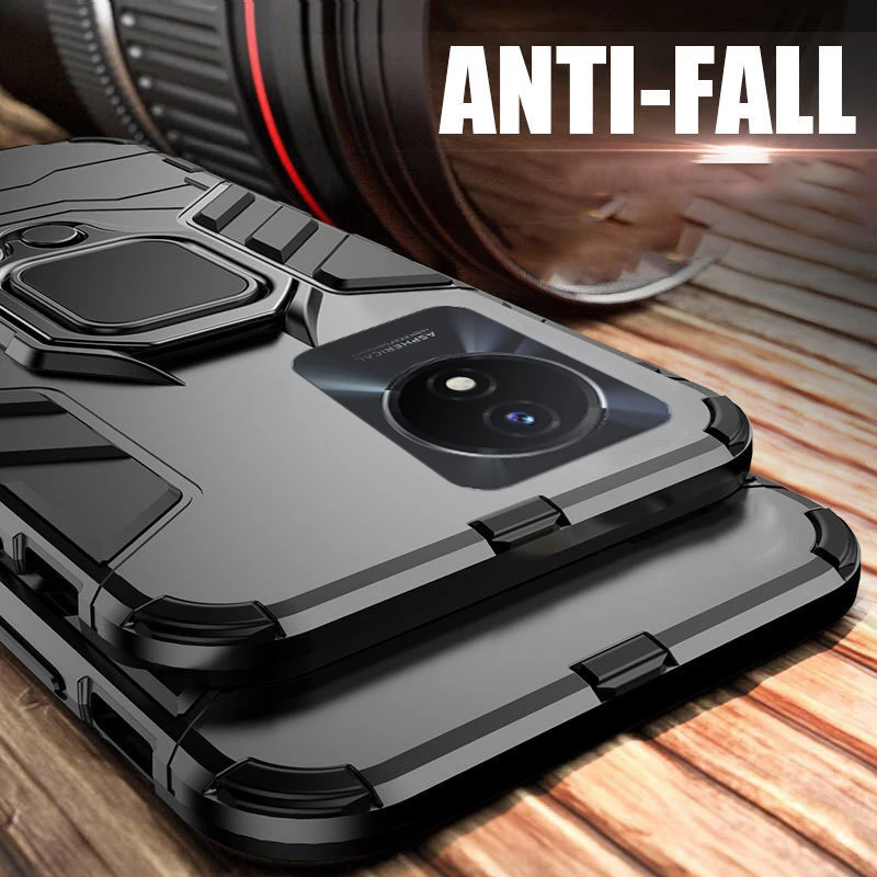 Auroras ЧЕХОЛ ДЛЯ VIVO Y02 Y16 ударопрочный армированный чехол на палец кольцо магнитный держатель чехол для VIVO Y22 Y35 чехол