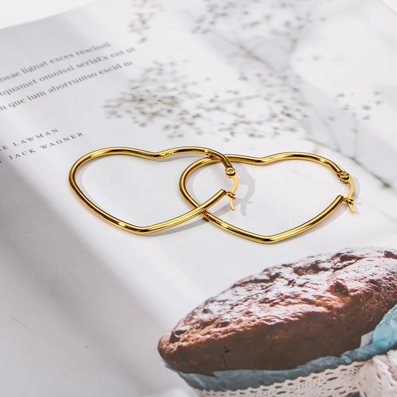 Женские Большие Висячие Серьги В Форме Сердца - 18-каратное Позолоченное