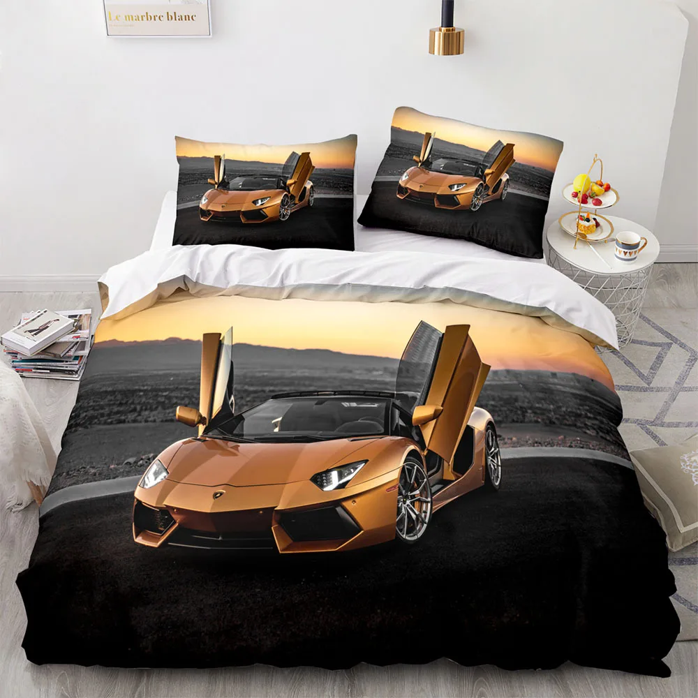 

Sports Car Duvet Cover Sets Full Size,3 Piece Race Car Bedding Sets with Pillowcases for Teens Boys 2/3pcs Polyester Quilt Cover
