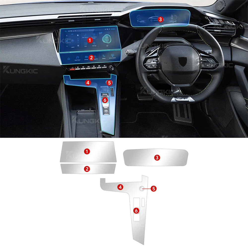

Для Peugeot 408 2023 2024 2025 автомобильная GPS-навигация, защитная пленка для экрана, панель переключения передач, наклейка из ТПУ, внутренняя пленка