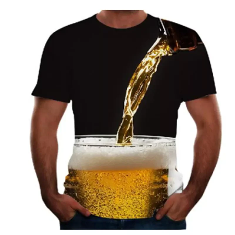 

NEW IN Summer Fashion New Beer Daquan 3D Printing Pattern Men's Casual Cool Short Sleeve T-Shirt Fashion sports breathableT