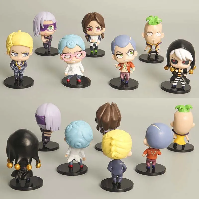 

7pcs/set JoJo's Bizarre Adventure Golden Wind Risotto Nero Formaggio Illuso Prosciutto Q Version PVC Figures Model Toys