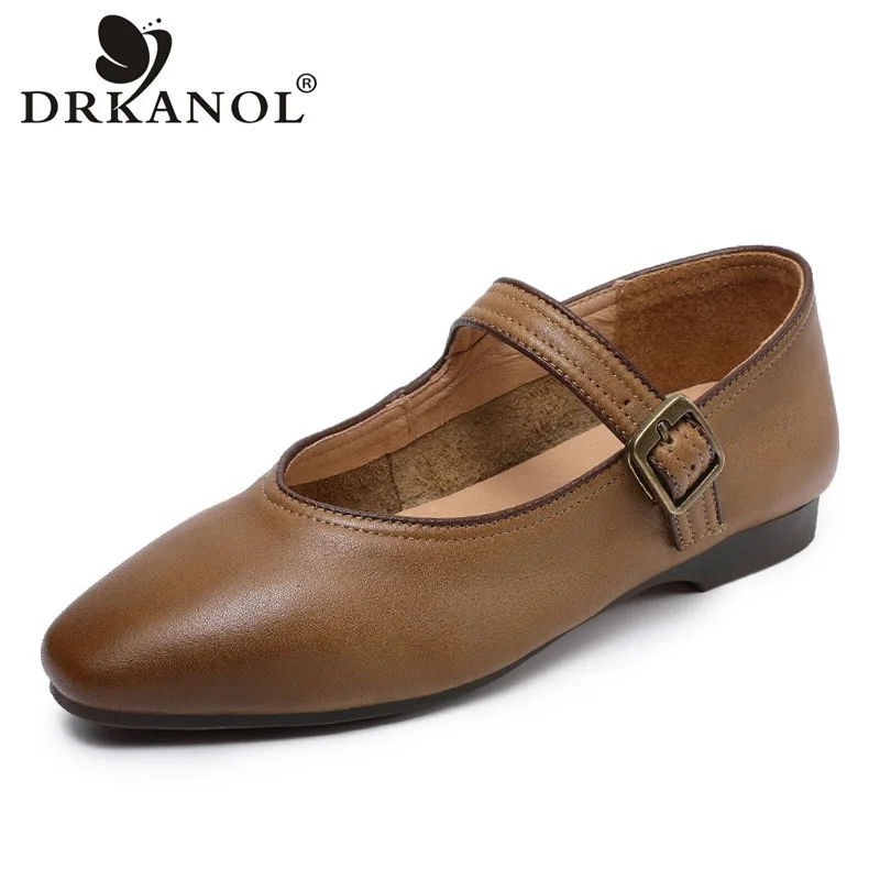 Лоферы DRKANOL женские туфли на плоской подошве удобная обувь мягкой из натуральной
