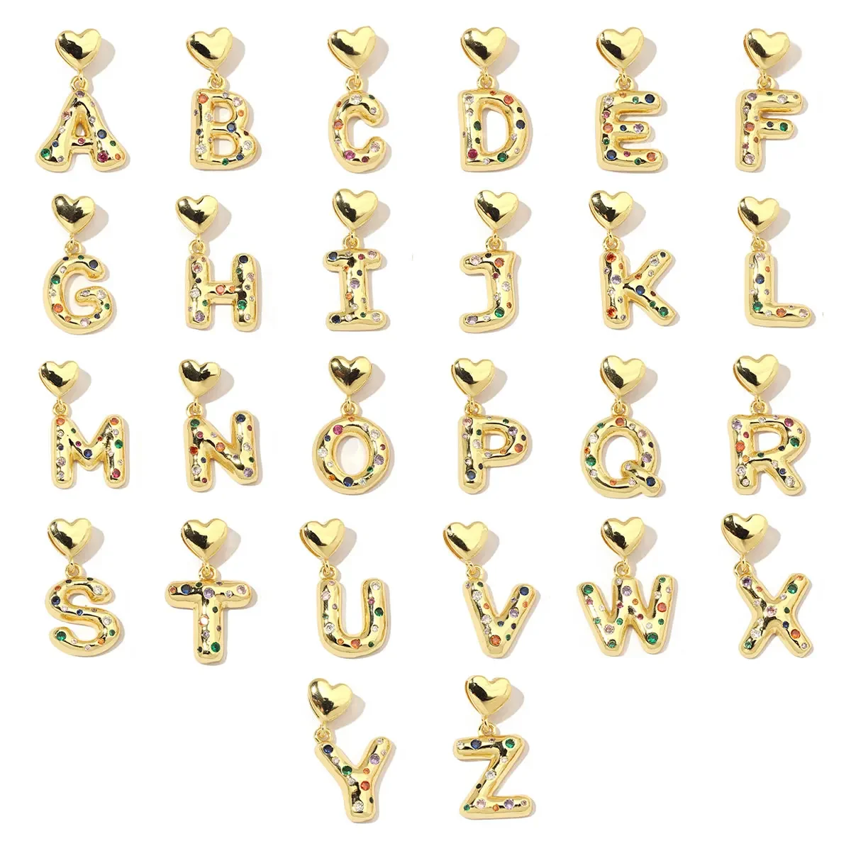 Vnistar 18-каратное золото цвет никогда не выцветает медь CZ сердце имя начальная