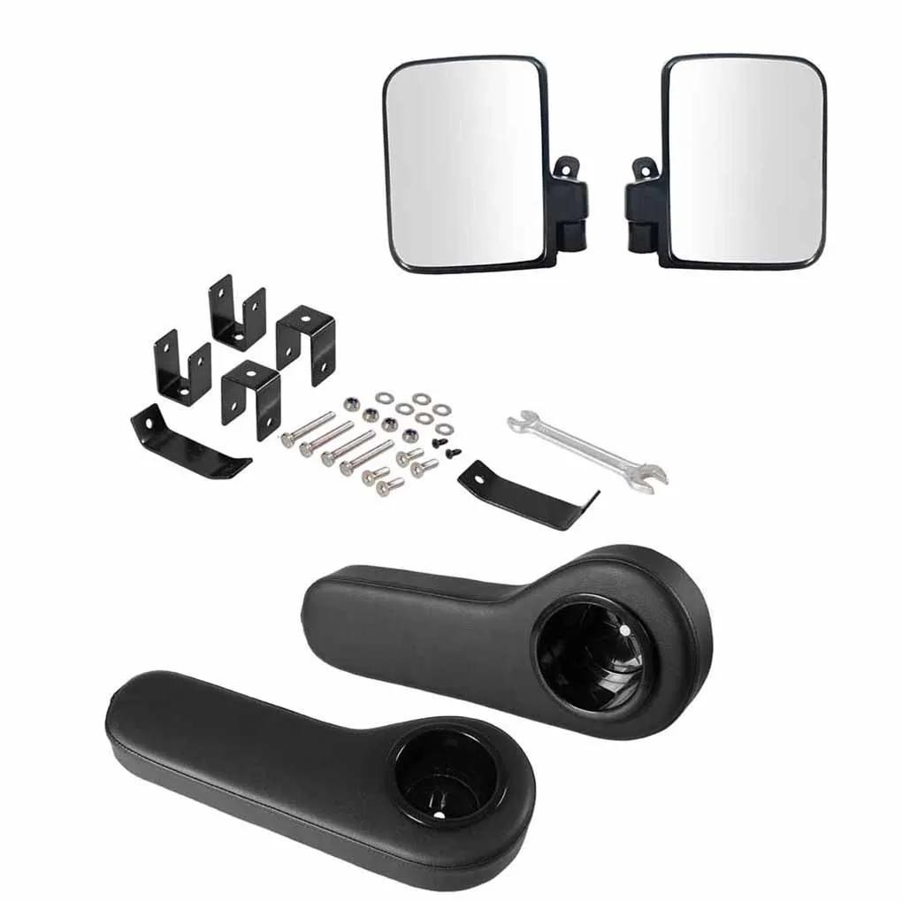 1 Pair Metal Golf Cart Side Mirror Portable Detachable Universal Replacing Automotive Vehicle Rear View Part Accessories