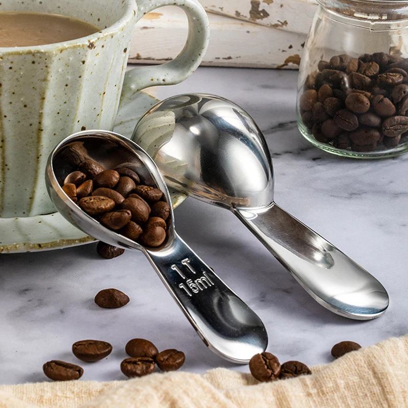 

15ML/30ML Stainless Steel Coffee Scoop Metal Measuring Spoon Multifunction Coffee Scoop Tea Tablespoon 1 Tbsp or 2 Tbsp