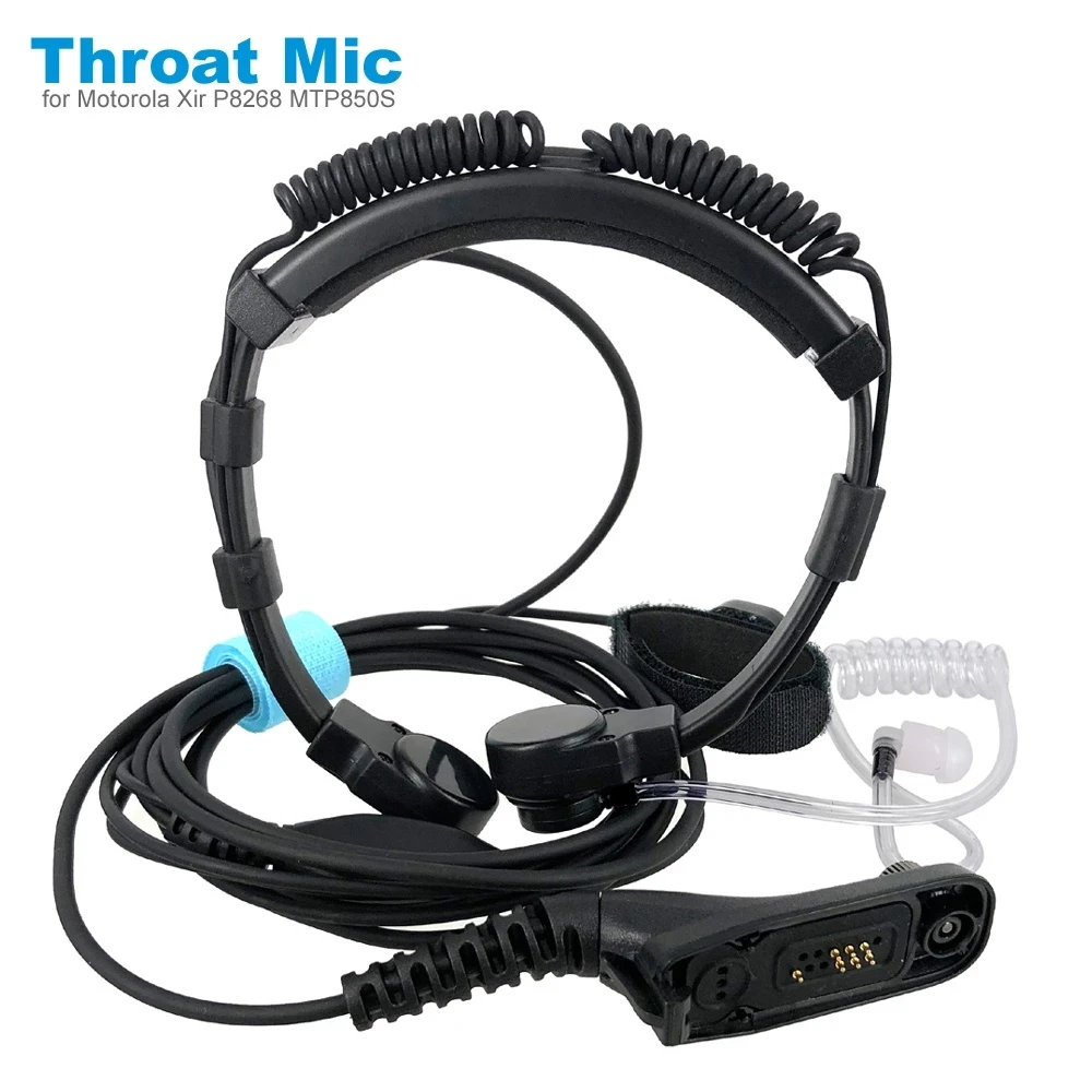 Air Tube Throat Vibration Mic Headset for Motorola Xir P8268 P8200 MTP850S DP3600 APX 2000 DGP8550 Walkie Talkie Earpiece