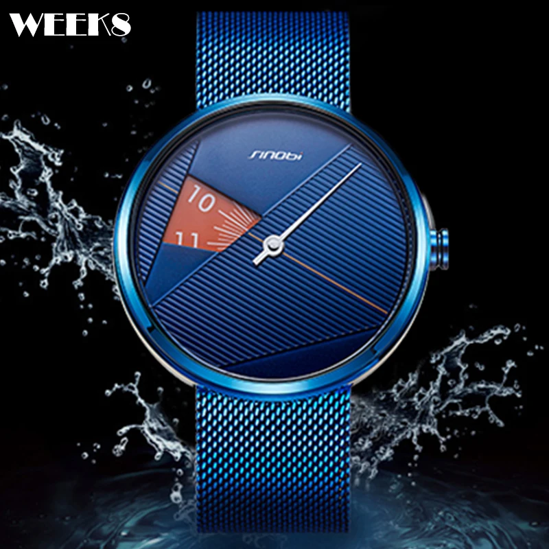 

Часы мужские кварцевые с вращающимся циферблатом, креативные повседневные минималистичные, Стальные наручные, чёрные синие