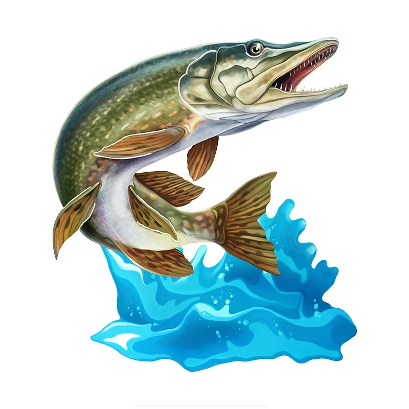 Cool Jumping Northern Pike Walleye 3D Fish Wall Art Канцелярские наклейки для автомобиля Автомобильная