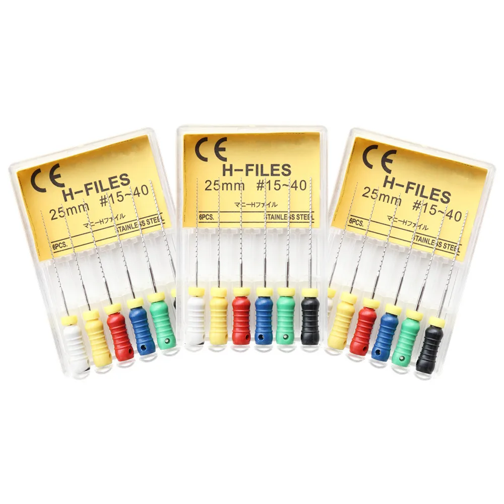 3 упаковки 21/25 мм 15-40 стоматологических гидроупорных напильников из нержавеющей