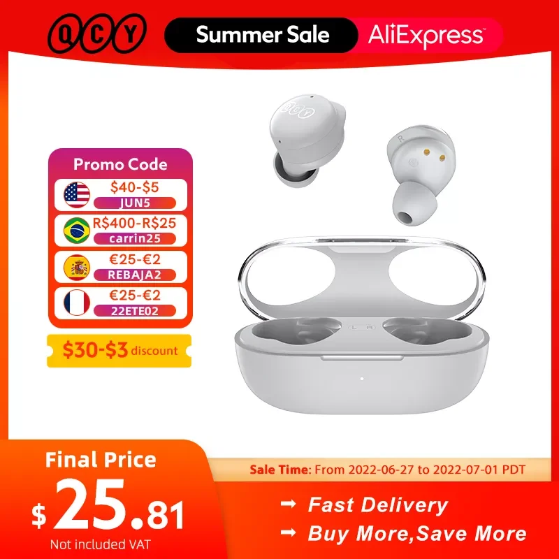 

QCY T17S Bluetooth Earphone aptX Qualcomm Bluetooth5.2 TWS Wireless Earbuds Voice Assistant Touch Control Headphones Support APP