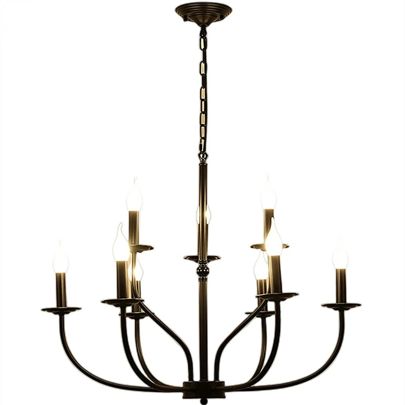 

American Rural Simple Chandelier modern Creative Hall Bedroom Garden Restaurant Antique Black Iron Decoration Light Fixtures