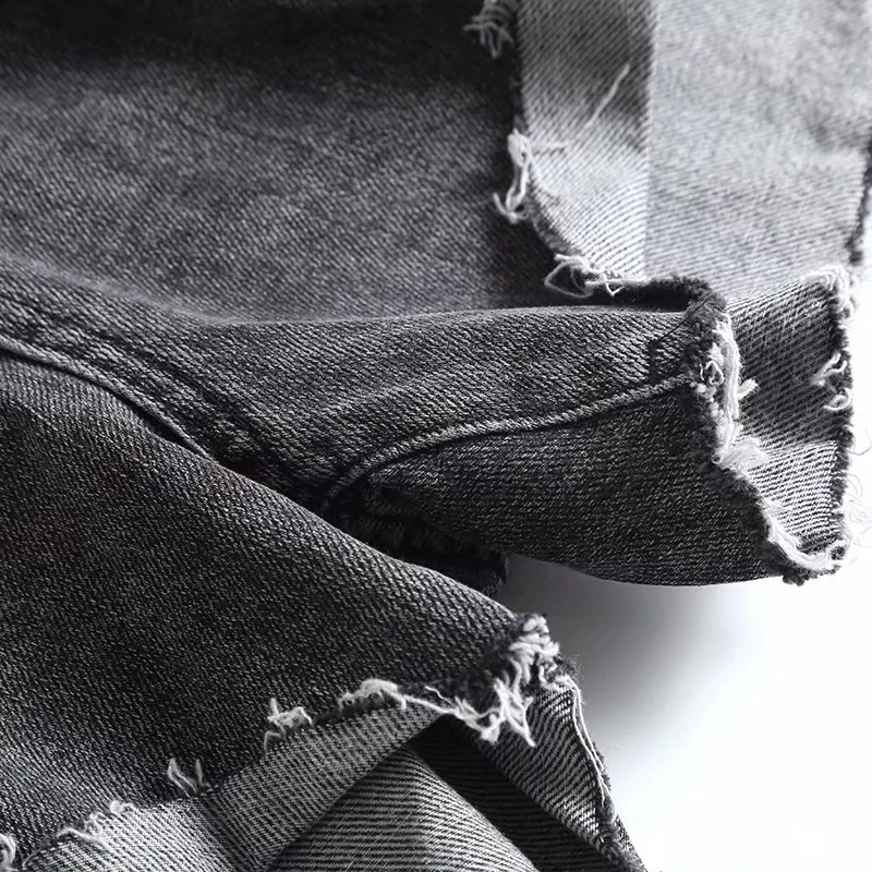 Withered 2023 England Style High Street Retro Ripped Hole Washed High Waist Mom Bermuda Denim Shorts Women