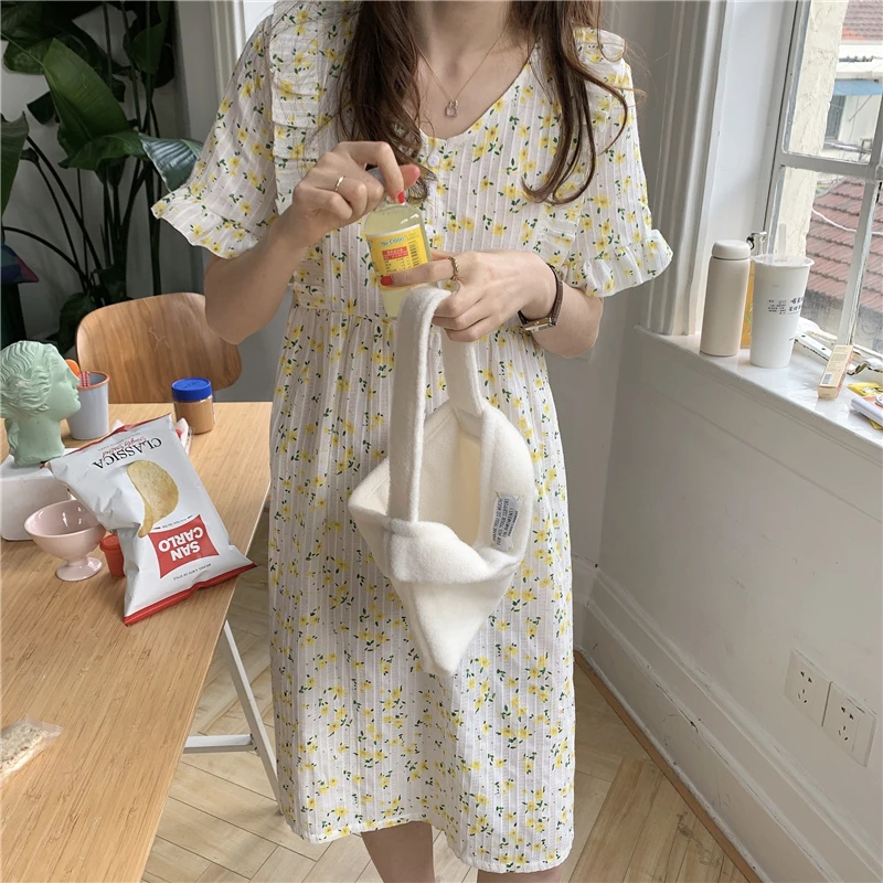 Japanese Sweet Sleepdress Printing Robe Nightdress Women's Spring Autumn 2022  Long Lace Kimono Leisure Home Clothes