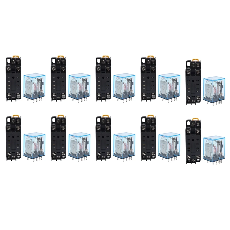 

10X 220/240V AC Coil DPDT Power Relay MY2NJ 8 Pin With Socket Base