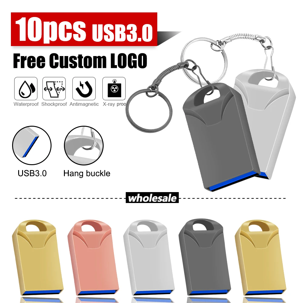 

10pcs usb3.0 Super mini 32GB pendrive metal USB flash drive 32GB 64GB 128GB pen drive USB2.0 tiny memory stick U Disk cle usb