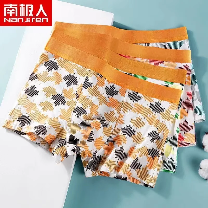 4pcs/Lot Men's Underwear Cotton Shorts High-quality Elastic Solid Color Printed Men's Underwear Large Size Boxer Shorts Man
