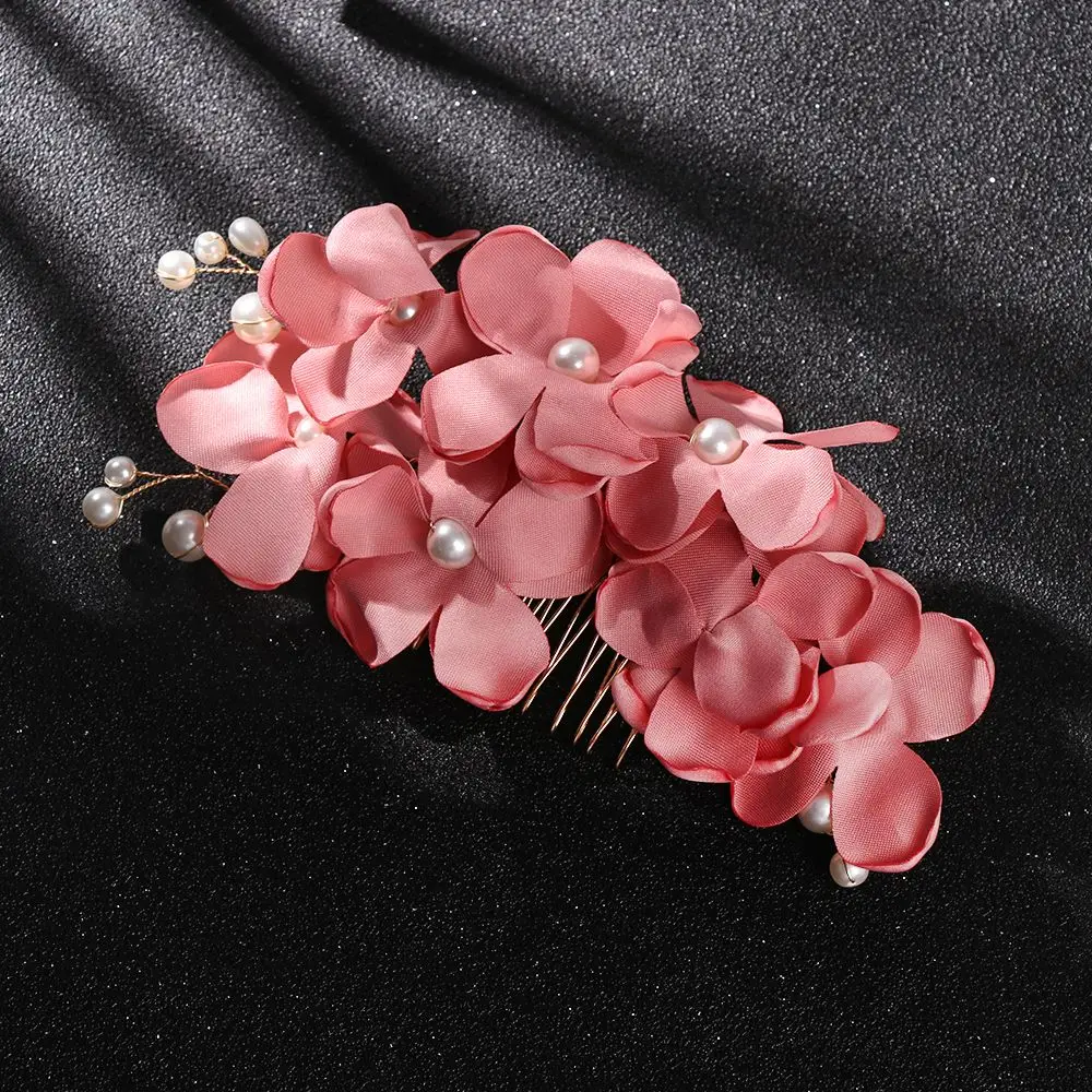 Fashion Bridal Wedding Bridesmaid Red/Pink/Champagne Flower Hair Clip Hairpin Comb Accessories |