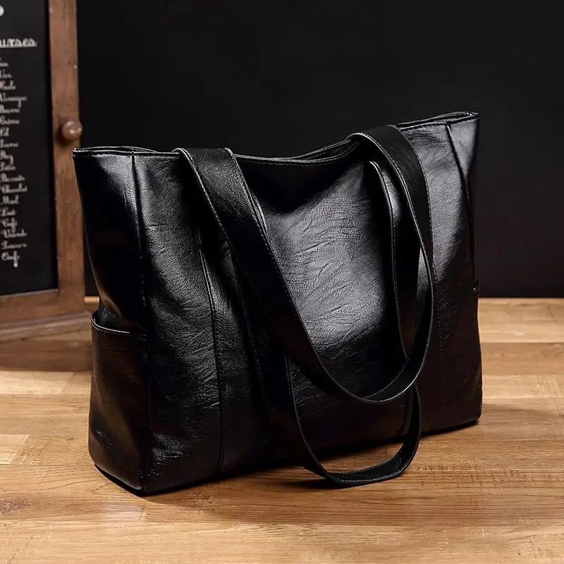 

Women Bag Korea Female Bag New Handbag Pu Shoulder Bag Simple Large Capacity Bag Totes Shopping Luxury Brand Handbags