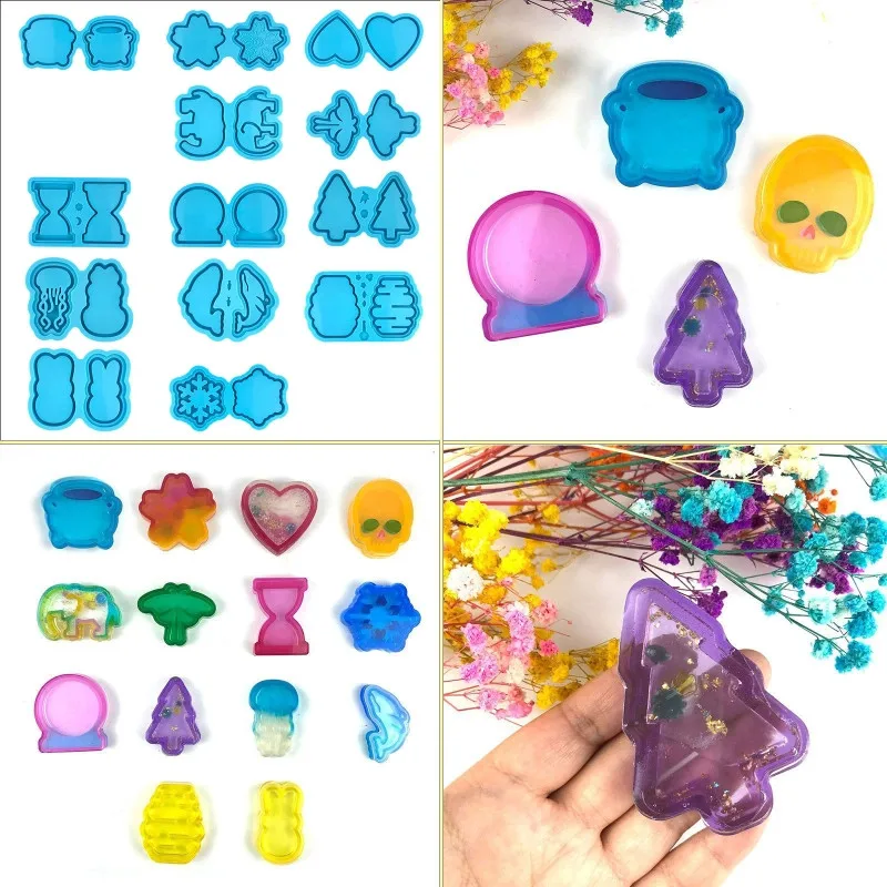 

Shiny Glossy Geometry Various Shapes Silicone Epoxy Resin Mold DIY Keychain Pendant Jewelry for Bag Decorations Craft