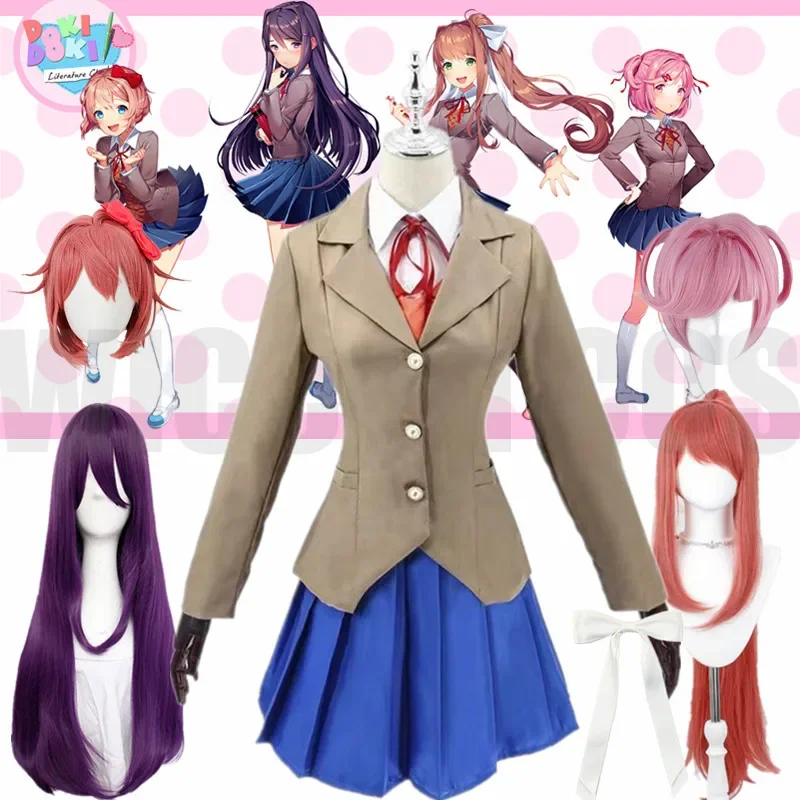 Фото Аниме Doki Doki Club de littérature, костюмы для косплея Моники, костюмы Сайори и Натсуки на Хэллоуин для женщин, платья, одежда. №1