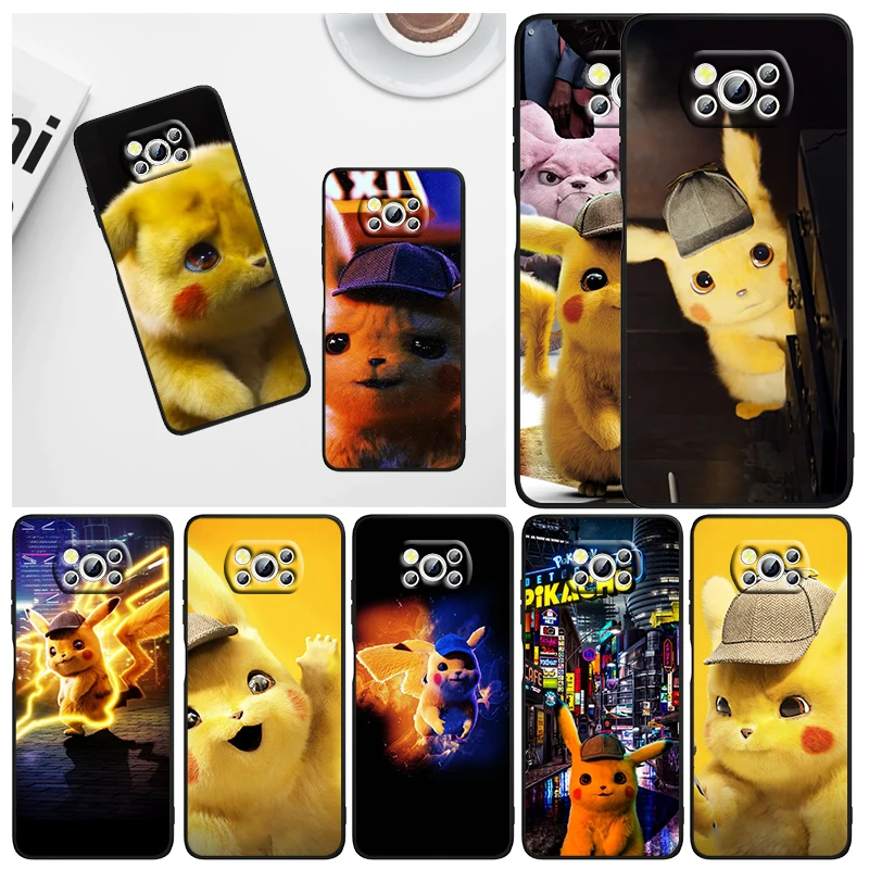 

Cute Cartoon Pikachu Pokemon For Xiaomi Civi Mi Poco X3 NFC F3 GT M4 M3 M2 X2 F2 Pro C3 F1 Silicone Shell Capa Black Phone Case