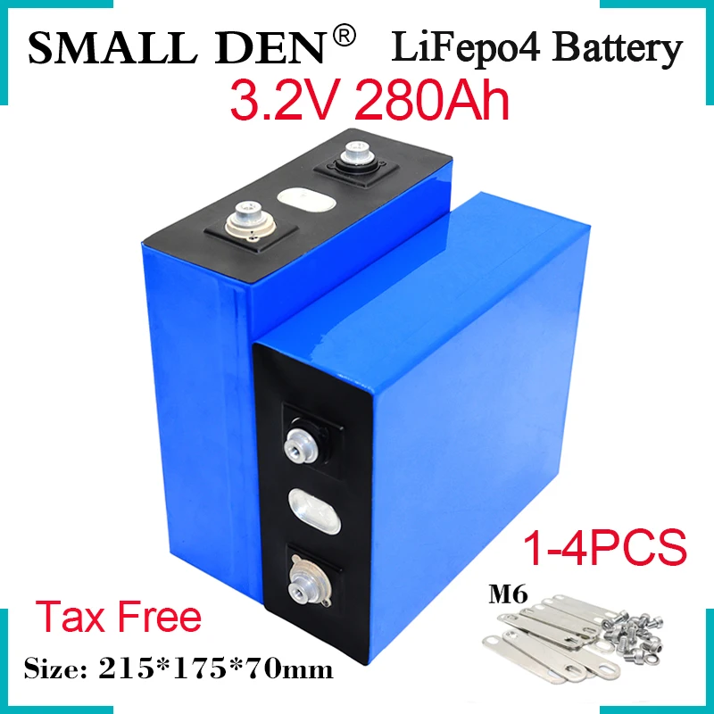 

1-4PCS 3.2V 280Ah Lifepo4 Battery Pack 280000mAh Rechargeable For 12V 24V E-car RV Solar Storage System and Wind Energy etc DIY