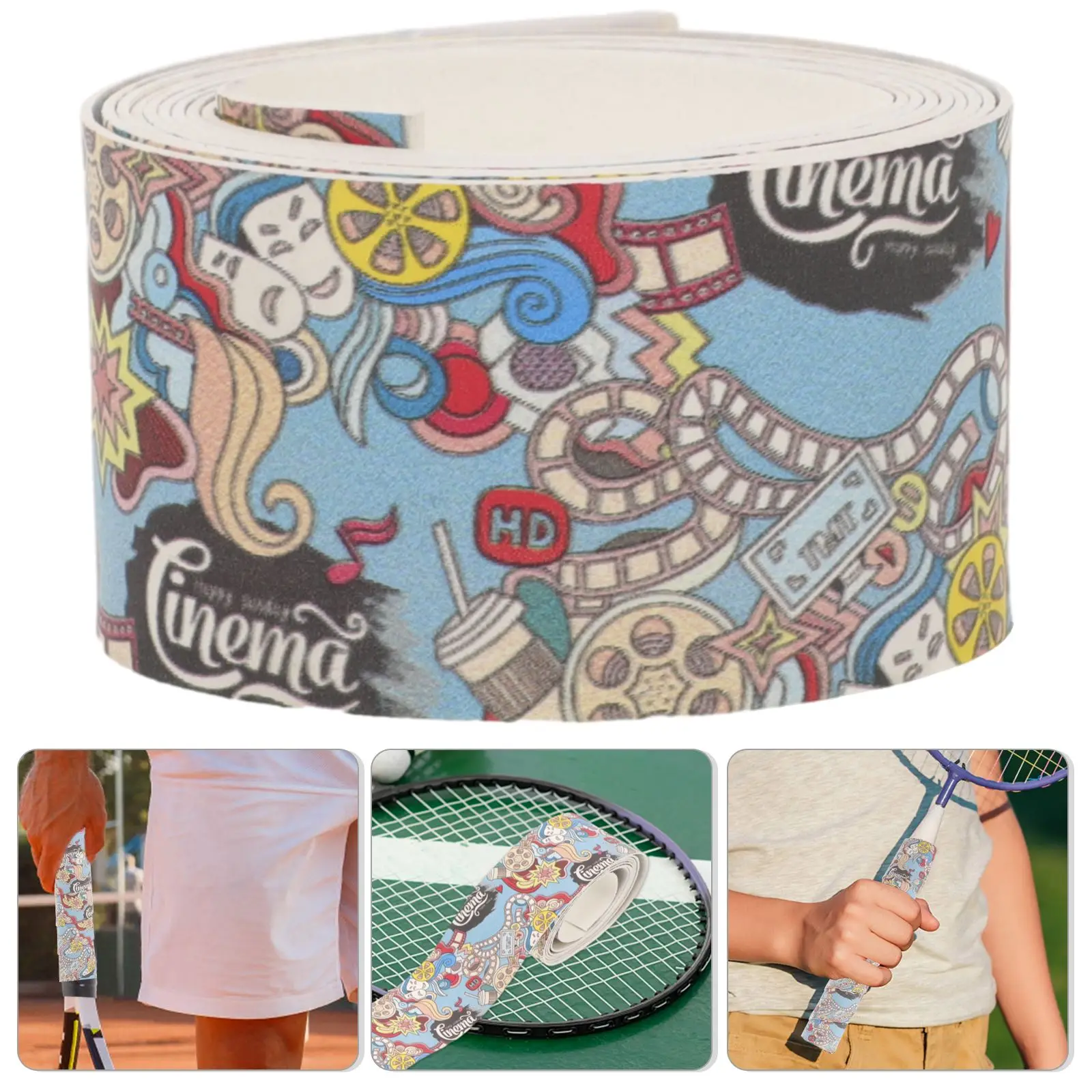 karbowany kot morski nadruk z motywem filmu pochłaniający pot pas do badmintona klaskanie gumowy tenis suchy antypoślizgowy antyperspiracyjny