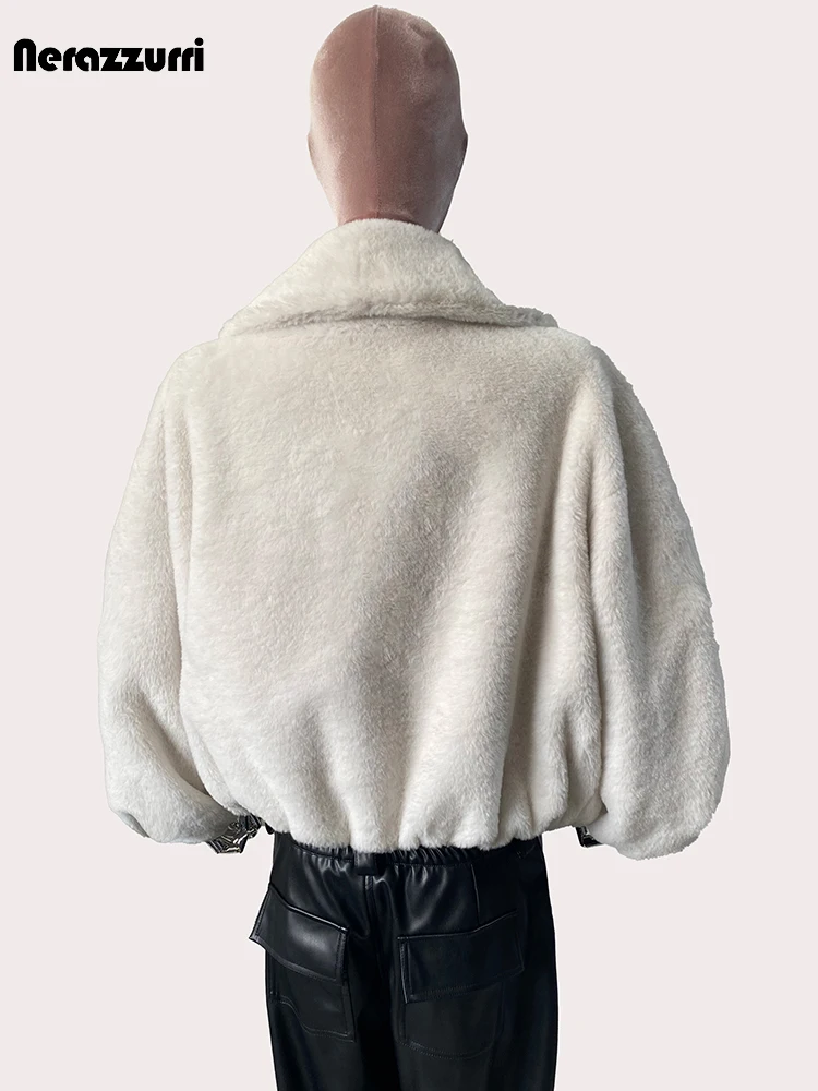 Nerazzurri Осень-зима Оверсайз Сладкая Мягкая Короткая Теплая Толстая Пушистая