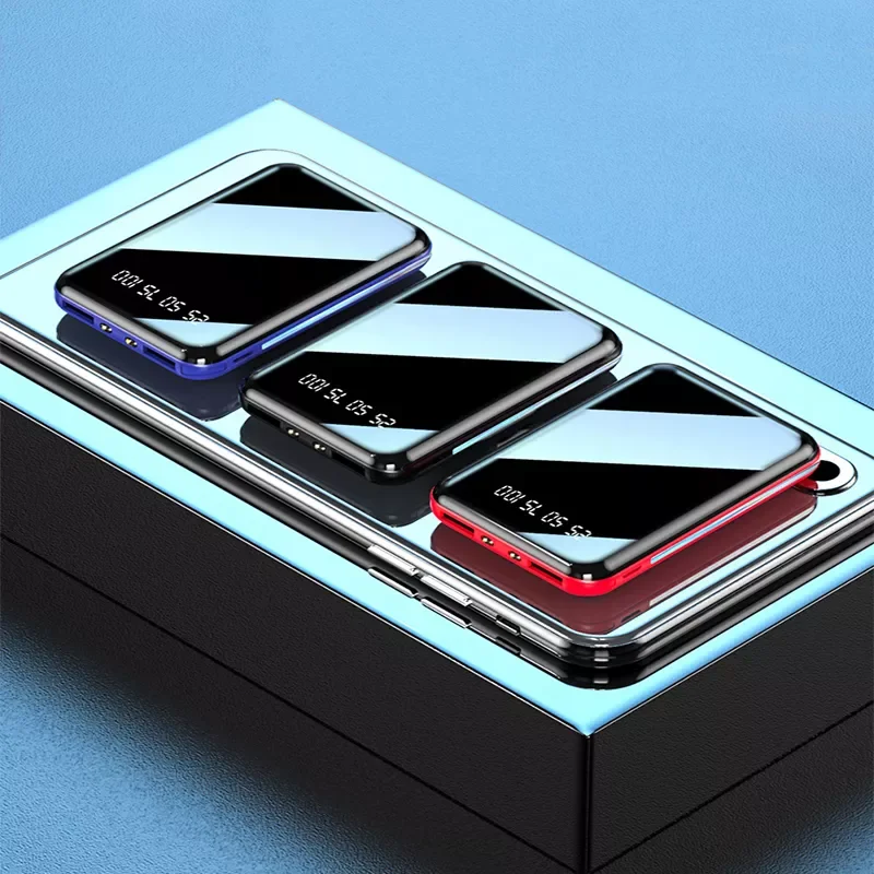 

2023 20000mAh Mini Power Bank Mirror Screen LED Digital Display External Battery Pack camping Portable Powerbank free shipping p