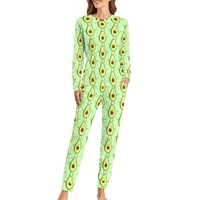 avocado pajamas fruit two piece kawaii plus size sleepwear girls winter pajama set