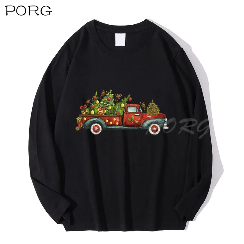 

Рождественская забавная футболка с красным деревенским грузовиком из японского аниме, Мужская футболка, Милая модель, модная футболка для манги, Мужская футболка унисекс