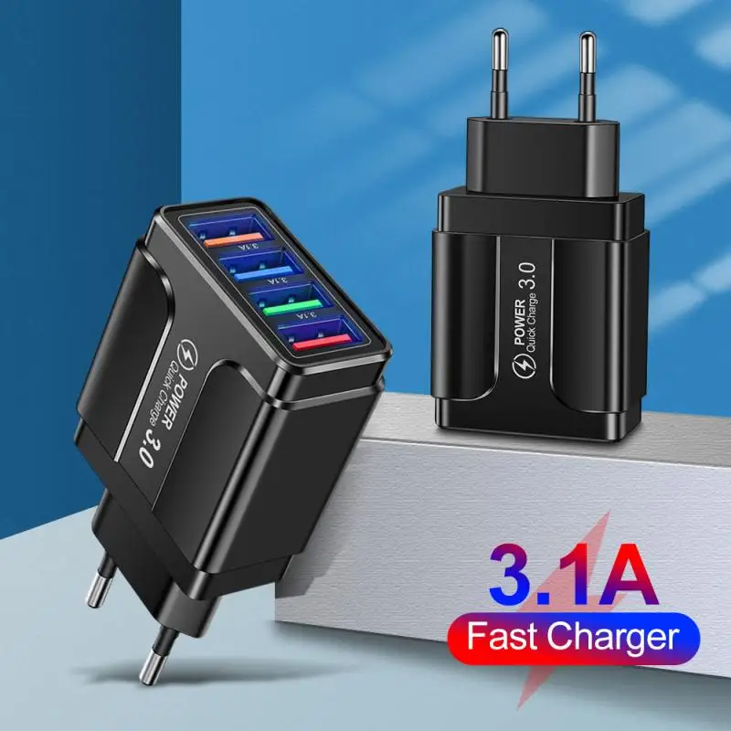 

USB зарядное устройство Универсальный адаптер А для путешествий 4 USB-порта зарядное устройство для ПК Великобритания/ЕС/США для IPhone Xiaomi Huawei