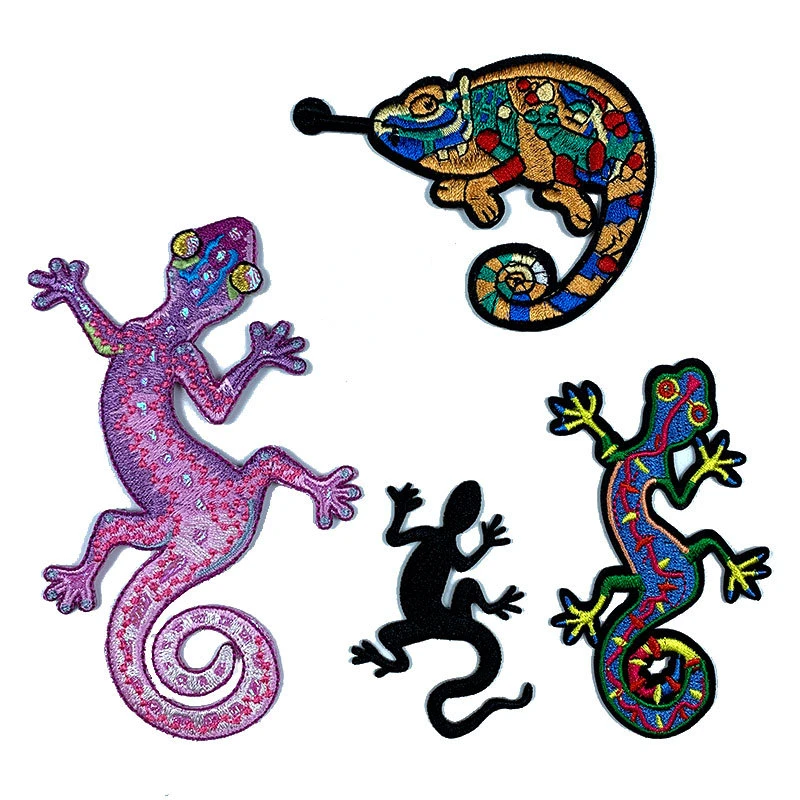 

Роскошная вышитая нашивка 20 шт./лот, креветка, Гекко, хамелеон, ящерица, животное, рубашка, фон, украшение одежды, аксессуар, аппликация