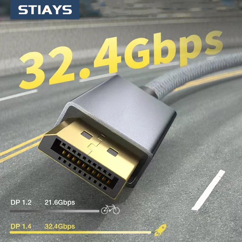 

STIAYS DP DisplayPort Cables DP1.4 Adapter for TV Xiaomi 8K60Hz DP Audio Cord for PC Computer Monitor Projector PUBG Gaming Play