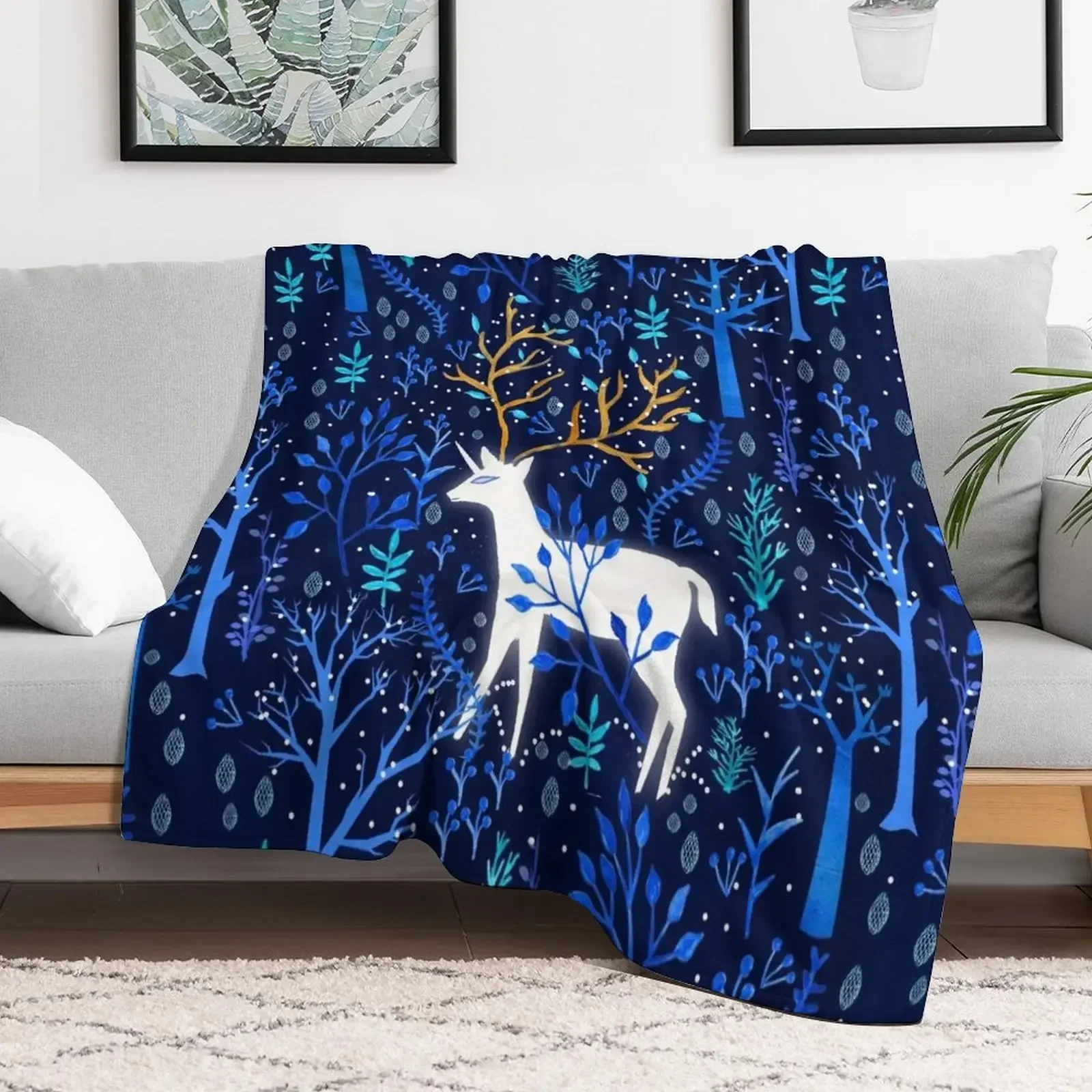 Оленький рог синего цвета одеяла для диванов свободные мягкие