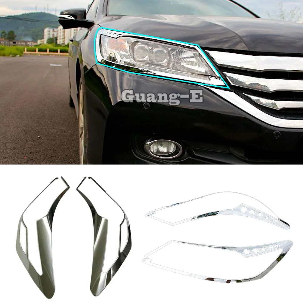 

For Honda Accord Sedan 9th 2014 2015 2016 2017 Car Styling Body Head Front Light Lamp Frame Stick Cover Trim Molding Hood 2PCS