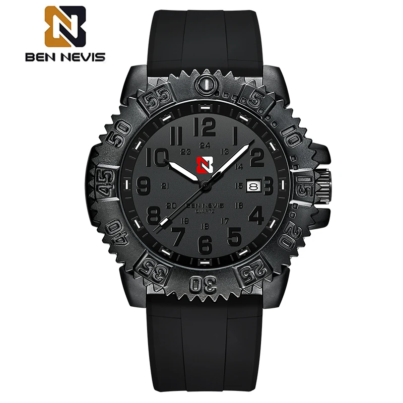 

BENNEVIS Top Luxury Brand Men's Casual Sports Quartz Watch Waterproof Luminous Silicone Fashion Men's Wrist Watch 2022 NEW