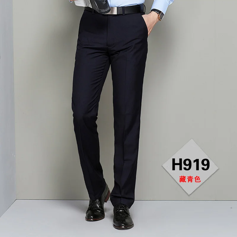 

Мужской костюм с прямыми брюками, Приталенные брюки, деловой повседневный костюм в Корейском стиле, черные, для работы