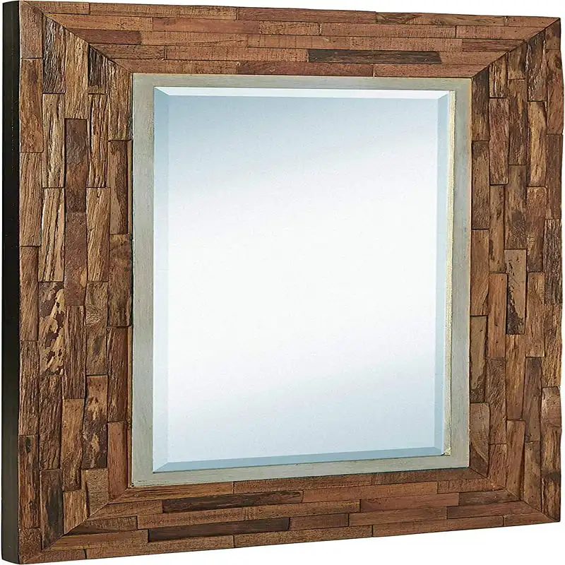 

Natural Wood Framed Wall Mirror | Solid Construction Glass Wall Mirror | Vanity, Bedroom, or Bathroom | Hangs Horizontal or Vert