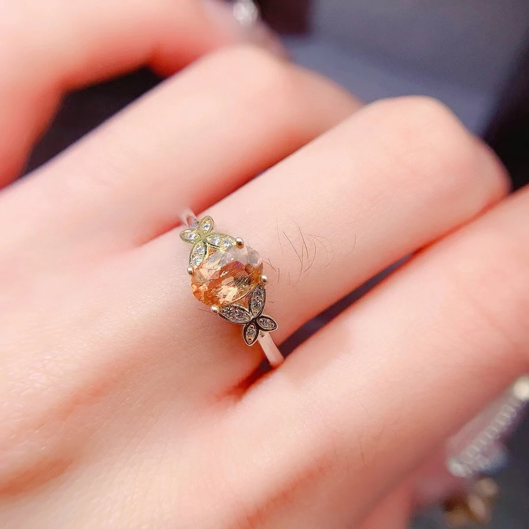 Кольцо из натурального желтого турмалина для помолвки кольцо серебра 925 пробы с 3