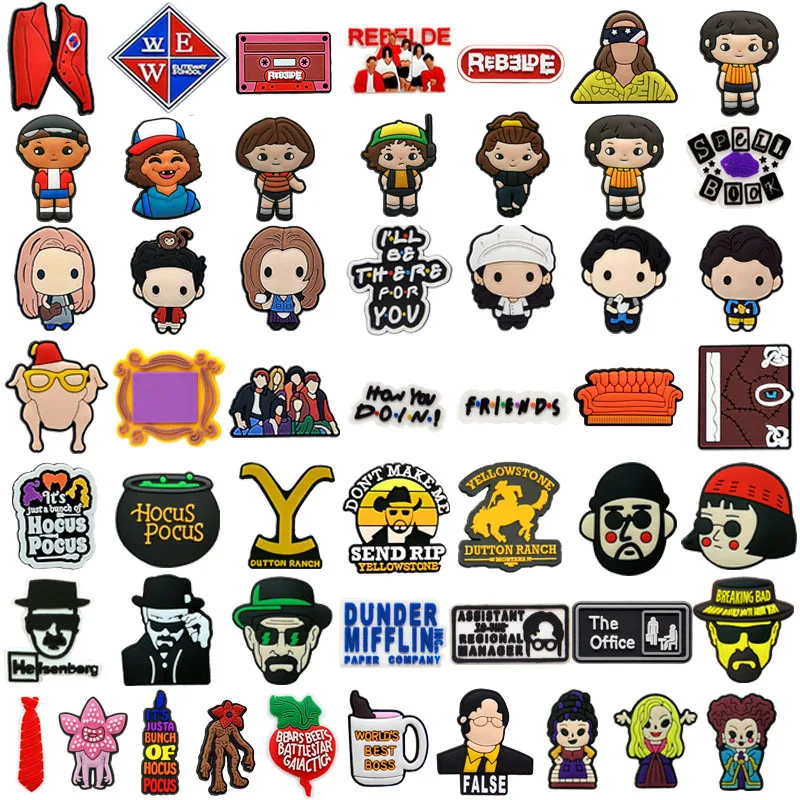 

50 шт. ТВ-драма, Кроксы, подвески, аксессуары, кроссовки, обувь для кроксов, женщин, мужчин, странные дела, Кроксы, джинсы, оптовая продажа