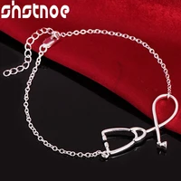 925 sterling silver stethoscope pendant bracelet chain for women party engagement wedding gift fashion charm jewelry