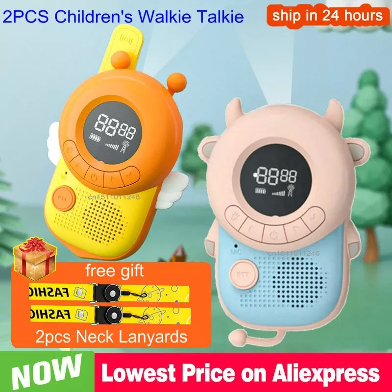 

2Pcs Portable Walkie Talkie Kids Interphone Children's Radio Toy Phone 3Km Transmission Transceiver Interactive Toys Girls Boys