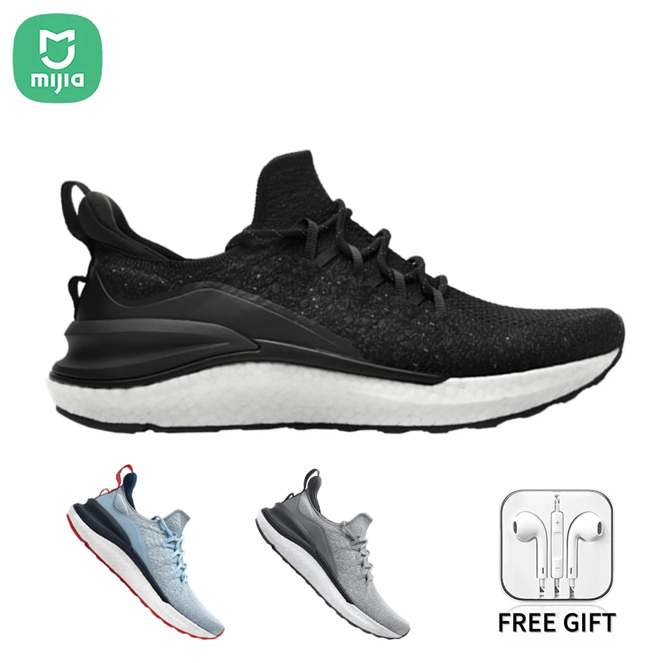 

New Original Mijia Shoes Sneakers 4 Men's Outdoor Sports Uni-moulding 4D Fishbone Lock System Knitting Upper Running Shoes