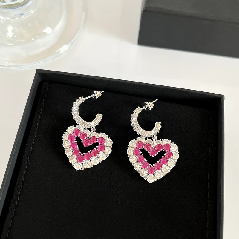 Женские серьги-кольца с цирконием редкие Роскошные серьги подвеской в виде