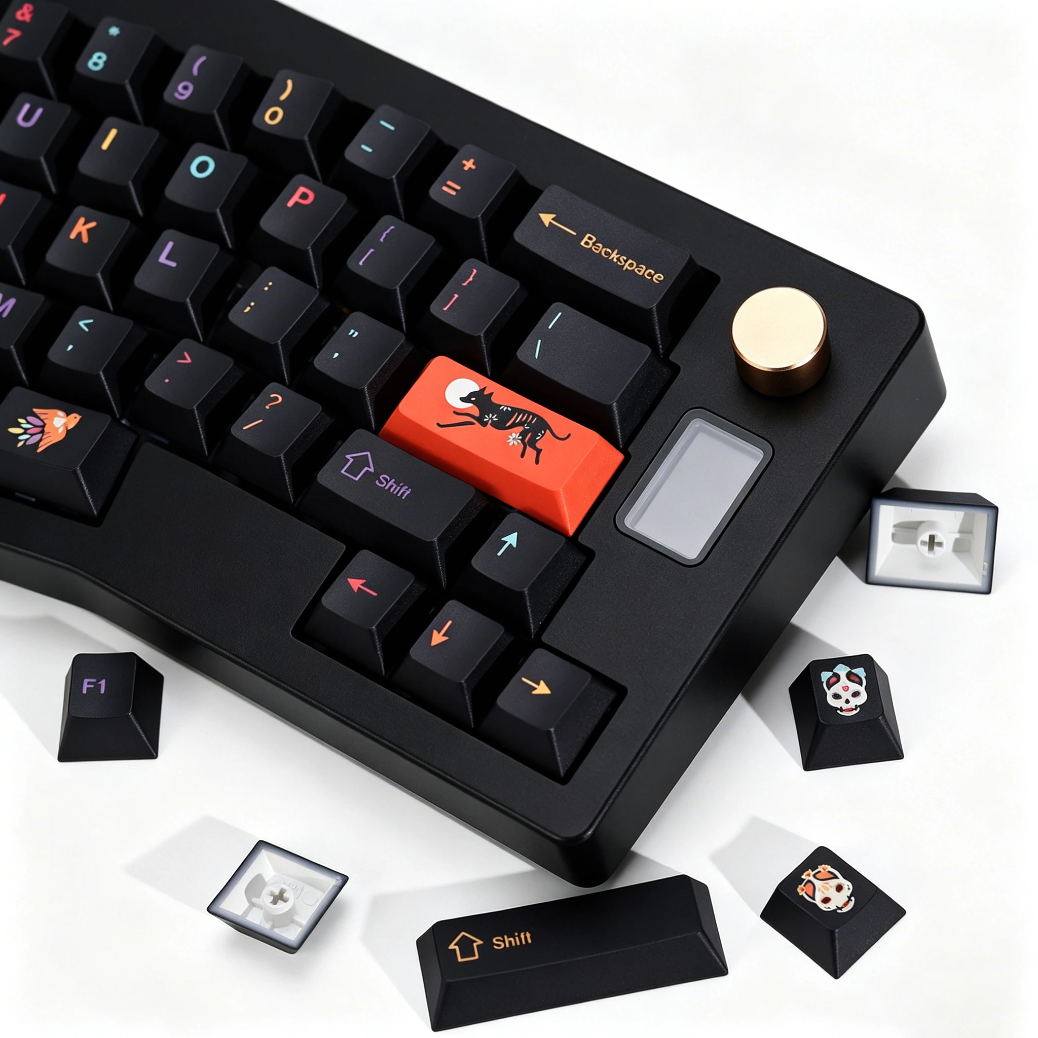 Фото Комплект клавиш KBDiy Clone GMK: ретро-клавиши GMK Mictlan Cherry Profile PBT ISO для магнитных переключателей, 60 клавиш, для игровой механической клавиатуры №2