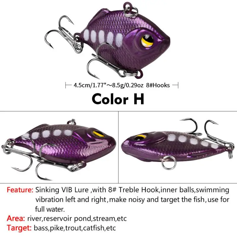 

1PCS VIB Hard Bait Fishing Lure 4.5cm 8.5g Sinking Long Shot Rattling Crankabit Wobbler Isca Artificial Pesca For Bass Pike